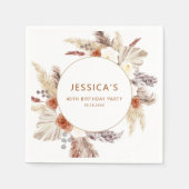 Serviette En Papier Boho Terracotta Pampas Fête d'Anniversaire (Devant)