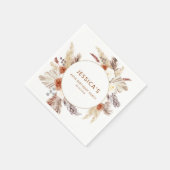 Serviette En Papier Boho Terracotta Pampas Fête d'Anniversaire (Coin)