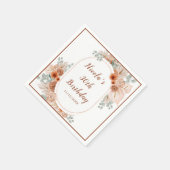 Serviette En Papier Boho Terracotta Pampas Grass Anniversaire (Coin)