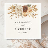 Serviette En Papier Boho Terracotta Rustic Floral Mariage