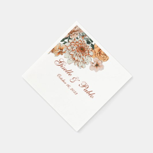 Serviette En Papier Boho Terracotta Sage Fall Floral Mariage (Coin)