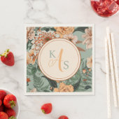 Serviette En Papier Boho Terracotta Sage Monogramme Mariage de automne (En situation)