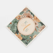 Serviette En Papier Boho Terracotta Sage Monogramme Mariage de automne (Coin)