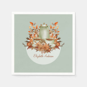 Serviette En Papier Boho Terracotta Sage Tea Party Floral TOUT ÉVÉNEME