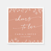 Serviette En Papier Boho Terracotta Wildflower Cheers to Love Wedding (Devant)