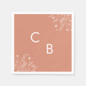 Serviette En Papier Boho Terracotta Wildflower Monogrammed Napkins (Devant)