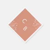 Serviette En Papier Boho Terracotta Wildflower Monogrammed Napkins (Coin)