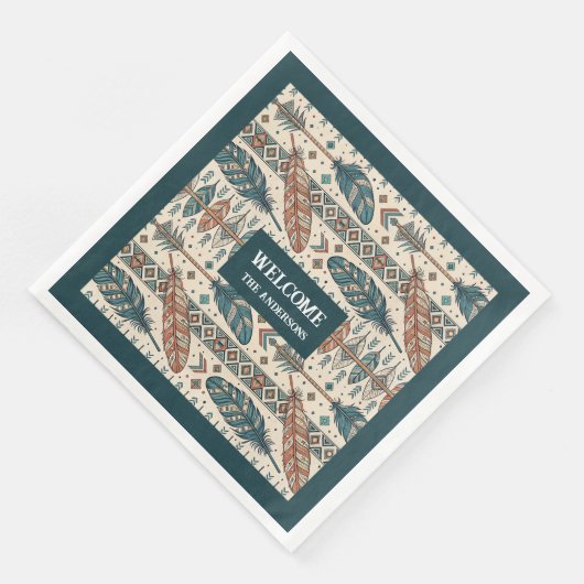 Serviette En Papier Boho Tribal Napkins Personalized Pastel Tableware (Coin)