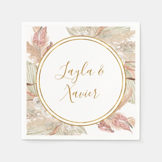 Serviette En Papier Boho Tropical Botanical | Napkins Mariage (Devant)