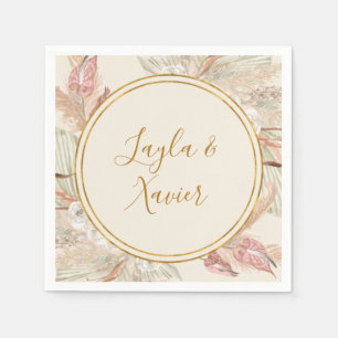 Serviette En Papier Boho Tropical Botanical   Serviettes de Mariage iv