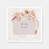 Serviette En Papier Boho Tropical Rose Floral Mariage (Devant)