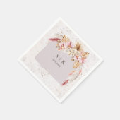 Serviette En Papier Boho Tropical Rose Floral Mariage (Coin)