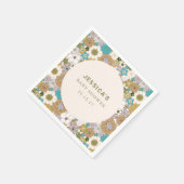 Serviette En Papier Boho Turquoise Brown Floral Cute Baby shower Perso (Coin)