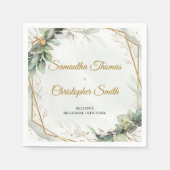 Serviette En Papier Boho verdure eucalyptus feuillage or mariage (Devant)
