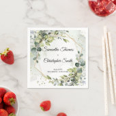 Serviette En Papier Boho verdure eucalyptus feuillage or mariage (En situation)