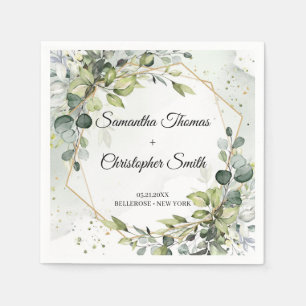 Serviette En Papier Boho verdure eucalyptus feuillage or mariage