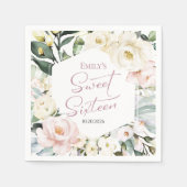 Serviette En Papier Boho Vert Floral Frame Sweet 16 (Devant)