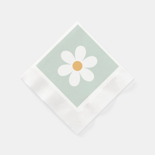 Serviette En Papier Boho vert marguerite rétro (Coin)