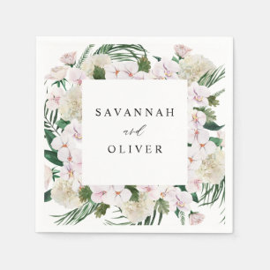 Serviette En Papier Boho vert Nom floral tropical