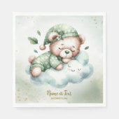 Serviette En Papier Boho Vert Sleeping Teddy Bear mignon Baby shower (Devant)