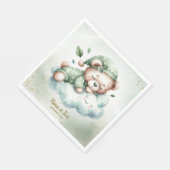 Serviette En Papier Boho Vert Sleeping Teddy Bear mignon Baby shower (Coin)