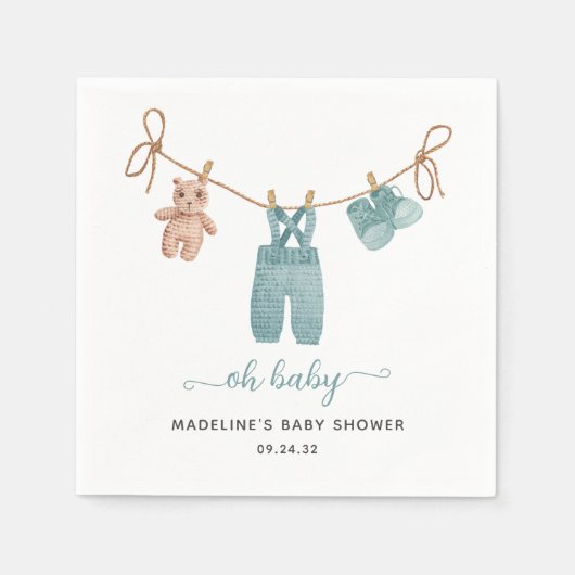 Serviette En Papier BOHO Vêtements de bébé Baby shower garçon (Devant)