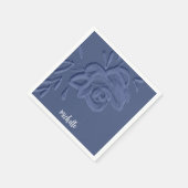 Serviette En Papier Boho Vintage Fleurs Bleues Artistiques (Coin)