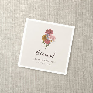 Serviette En Papier Boho Vintage Floral Automne Jardin Mariage