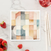 Serviette En Papier Boho Watercolor Art Abstrait (En situation)