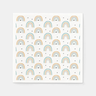 Serviette En Papier Boho Watercolor Blue Rainbow Baby shower