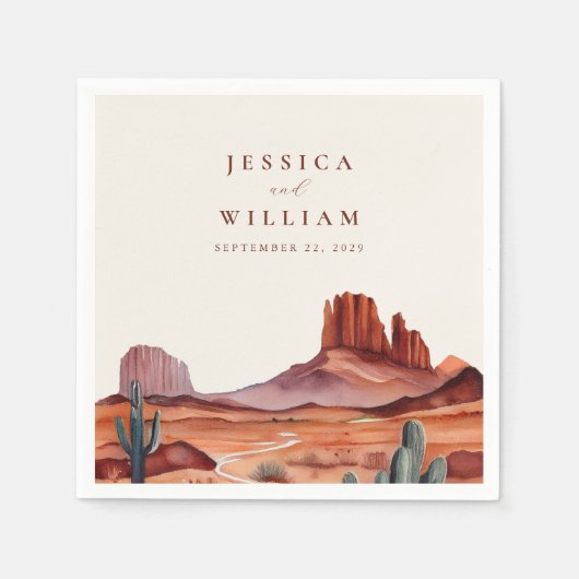 Serviette En Papier Boho Watercolor Desert Mariage (Devant)