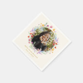 Serviette En Papier Boho Watercolor Floral Photo Graduation (Coin)