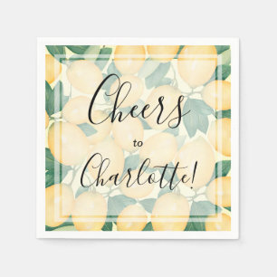 Serviette En Papier Boho Watercolor Lemons and Greenergie Party