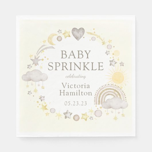 Serviette En Papier Boho Watercolor Rainbow Baby Sprinkle (Devant)