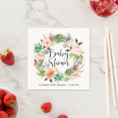 Serviette En Papier Boho Watercolor Succulent Wreath Baby shower (En situation)