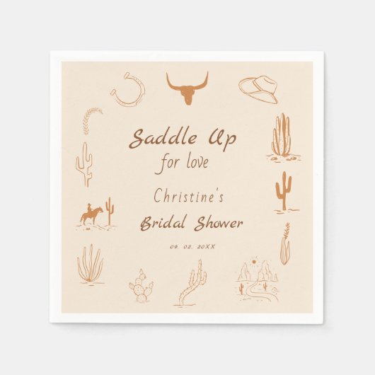 Serviette En Papier Boho Western Saddup Cowboy douche nuptiale (Devant)