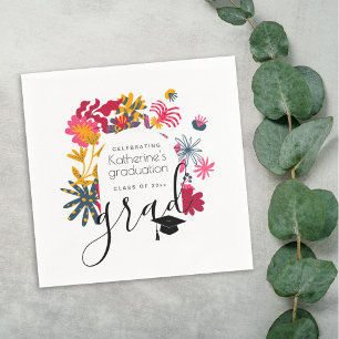 Serviette En Papier Boho White Arch moderne Floral Graduation Party