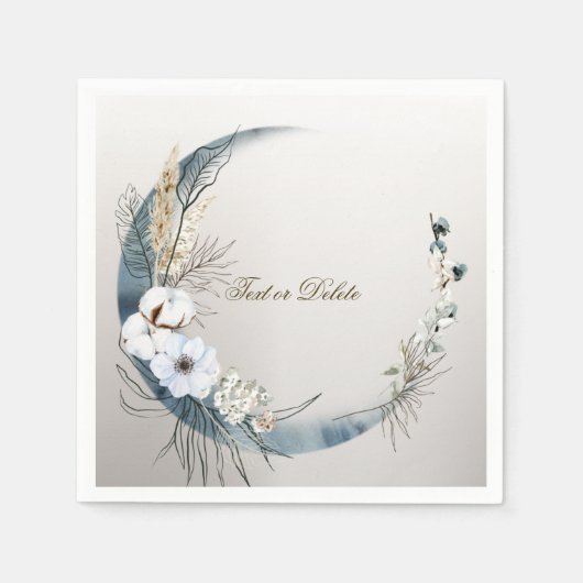 Serviette En Papier Boho White Orchidée Fleurs Blue Moon Elegant Party (Devant)
