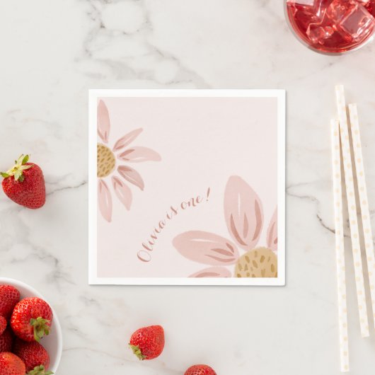 Serviette En Papier Boho Wild Daisy, Personnalisé 1er Anniversaire (En situation)