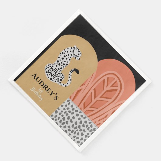 Serviette En Papier Boho Wild One Girls First Birthday Leopard (Coin)