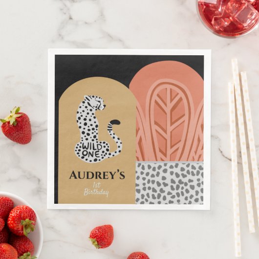 Serviette En Papier Boho Wild One Girls First Birthday Leopard (En situation)