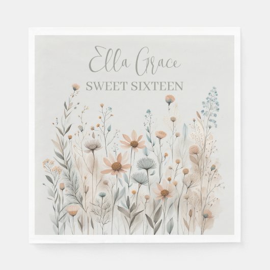 Serviette En Papier Boho Wildflower (Devant)