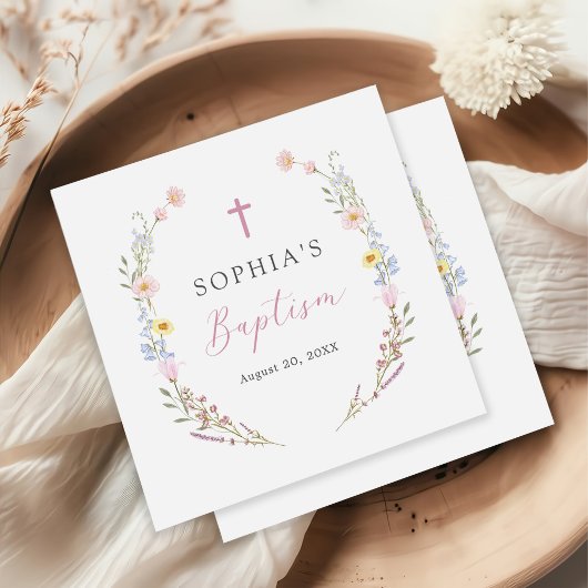 Serviette En Papier Boho Wildflower Floral Girl Baptism