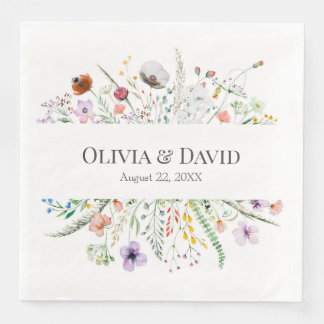 Serviette En Papier Boho Wildflower Meadow Wedding Napkins