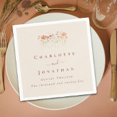 Serviette En Papier Boho Wildflower Tan Beige Terracotta Wedding