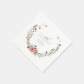 Serviette En Papier Boho Winter Greenery Red Floral 18e anniversaire (Coin)