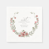 Boho Winter Greenery Red Floral 21e anniversaire