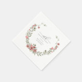 Serviette En Papier Boho Winter Greenery Red Floral 60e anniversaire (Coin)