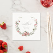 Serviette En Papier Boho Winter Greenery Red Floral 70e anniversaire (En situation)