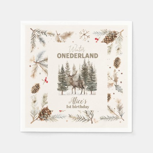 Serviette En Papier Boho Winter Onederland Anniversaire (Devant)